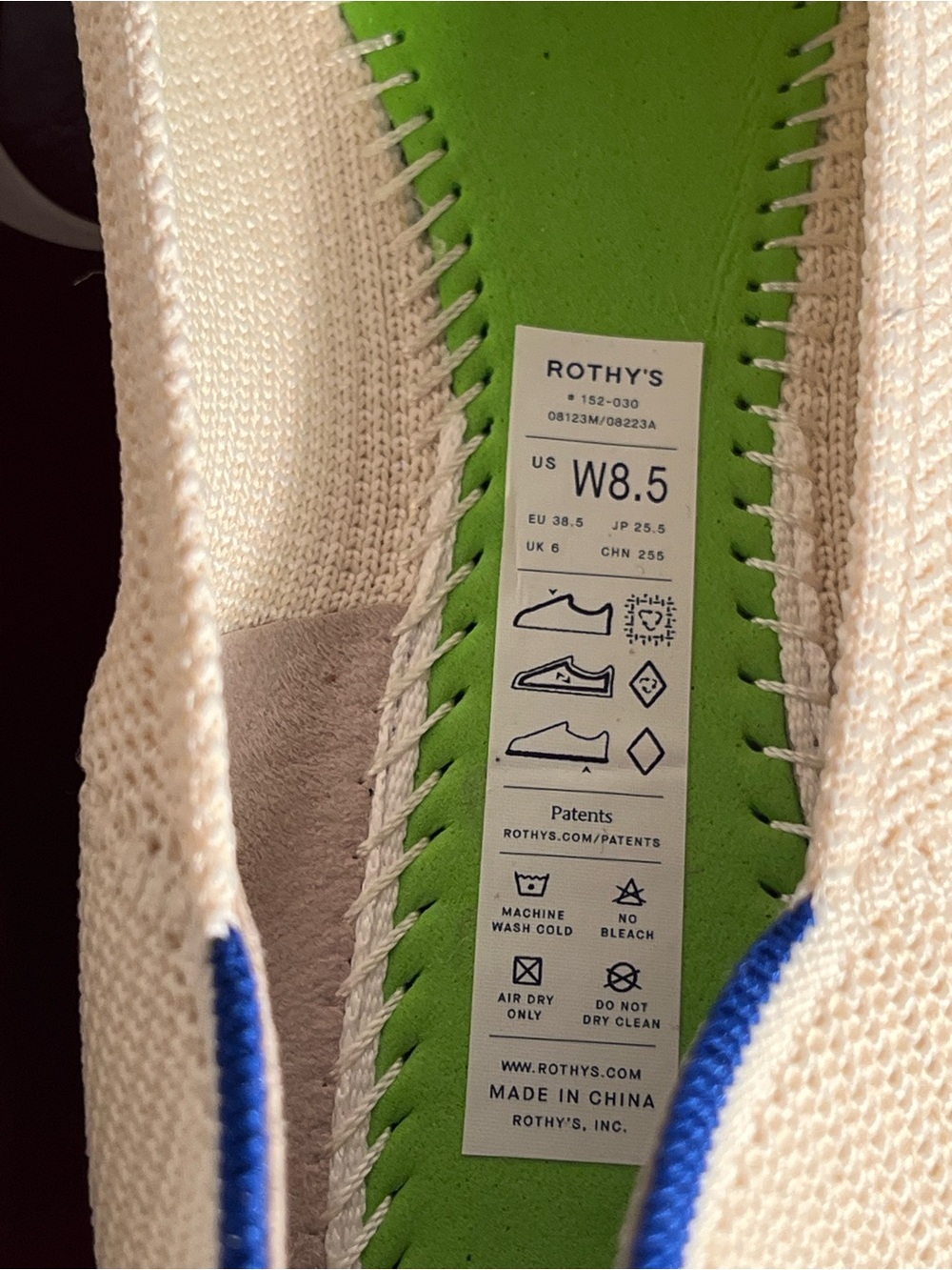 Rothy's Pointed Knit Ballet Flat in Cream with Blue Trim size 8 1/2 💙💙 - Picture 6 of 6